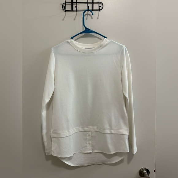 Athleta White Crewneck With Button Up Shirt at the Bottom - Picture 1 of 9